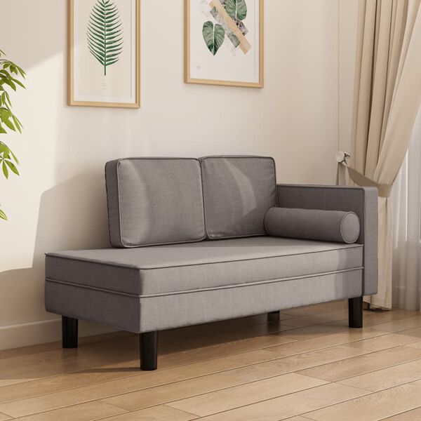 vidaXL Chaiselongue mit Kissen und Nackenrolle Taupe Stoff