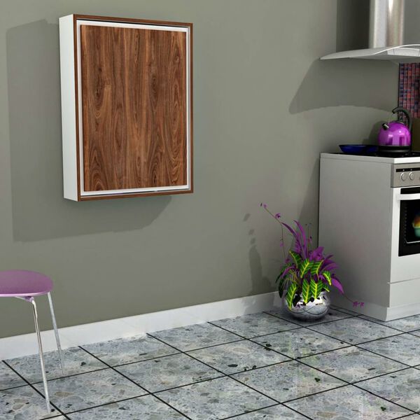 Homemania Schreibtisch Magicbox 62x16x82 cm Wei&szlig; und Walnuss-Optik