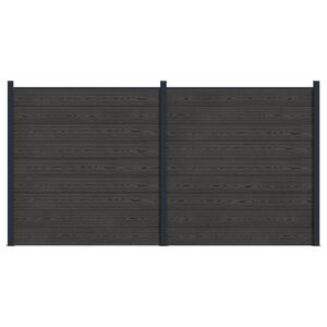 vidaXL zaunset 2 Stk. 353 x 186 cm WPC und Aluminium Schwarz