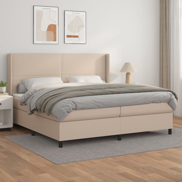 vidaXL Boxspringbett Matratze Cappuccino-Braun 200x200cm Kunstleder