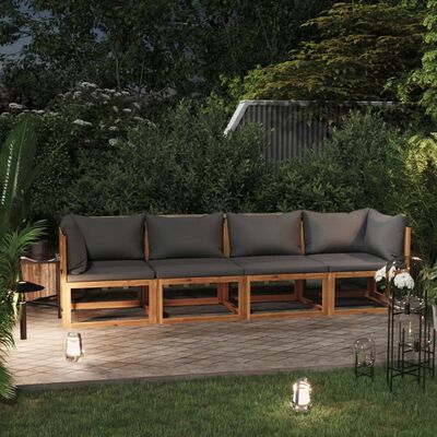 vidaXL 4-Sitzer-Gartensofa mit Auflage Akazie Massivholz