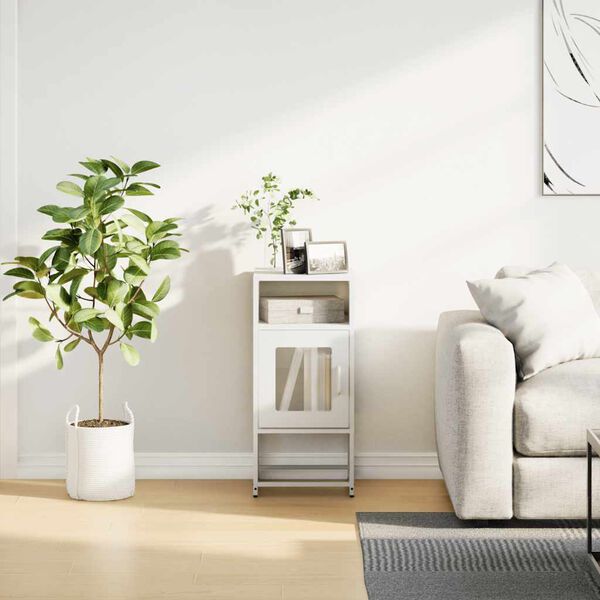 vidaXL Nachttisch Wei&szlig; 36x39x78 cm Kaltgewalzter Stahl