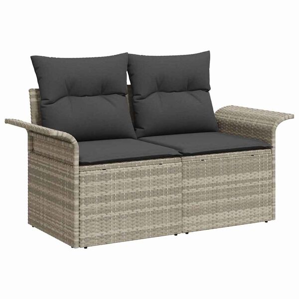 vidaXL Garten-Sofa-Set mit Kissen 8 pcs Hellgrau Poly Rattan