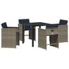 vidaXL Garten Essgruppe 5 Stk. Grau Poly-Rattan