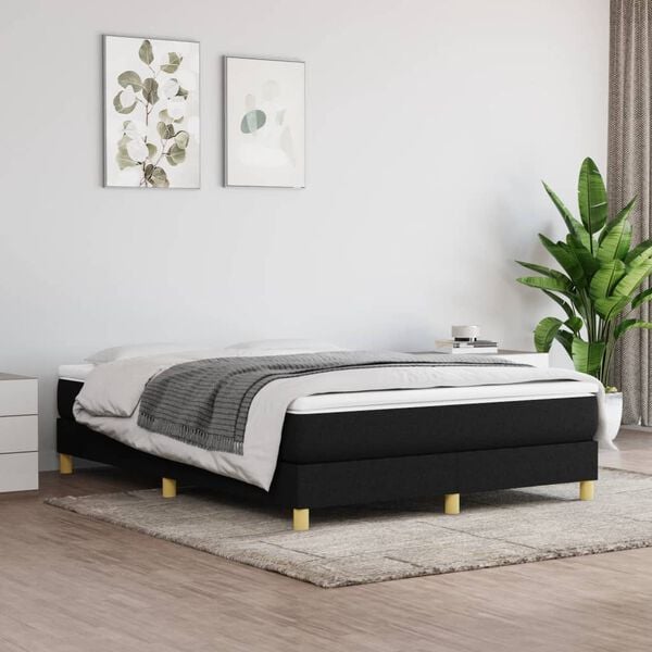 vidaXL Boxspringbettgestell Schwarz 140x190 cm Stoff