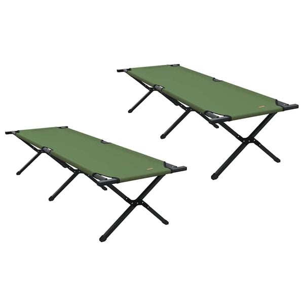 vidaXL Klapp Schlafbett f&uuml;rs Camping 2 pcs Gr&uuml;n 193 x 69 x 45 cm
