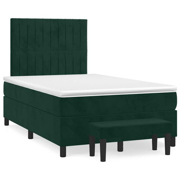 vidaXL Boxspringbett mit Matratze Dunkelgr&uuml;n 120x190 cm Samt