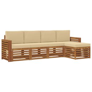 vidaXL Outdoor-Sofagarnitur mit Kissen 5 pcs Natur und Beige