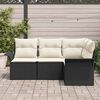 vidaXL Gartensofa-set mit Kissen 4 pcs Schwarz Poly-Rattan