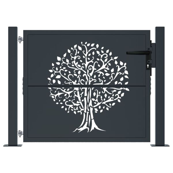 vidaXL Gartentor Anthrazit 100x75 cm Stahl Baum-Design