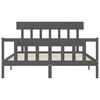 vidaXL Massivholzbett mit Kopfteil Grau