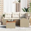 vidaXL Gartensofa-set mit Kissen 5 pcs Beige Poly-Rattan