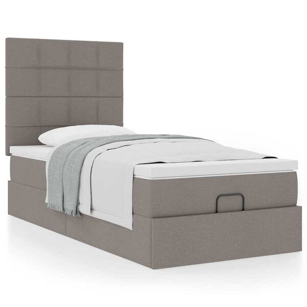 vidaXL Ottoman-Bett mit Matratze Taupe 90x200 cm Stoff