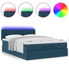 vidaXL Ottoman-Bett mit Matratze & LEDs Dunkelblau 140x190 cm Samt