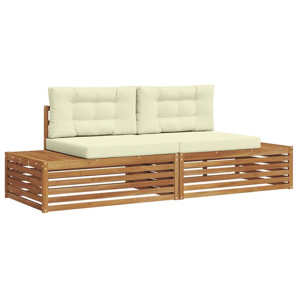 vidaXL Outdoor-Sofagarnitur mit Kissen 2 St&uuml;ck Natur und Creme