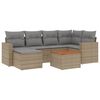 vidaXL 7-tlg. Garten-Sofagarnitur mit Kissen Beige Poly Rattan