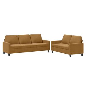 vidaXL 2-tlg. Sofagarnitur mit Kissen Braun Samt