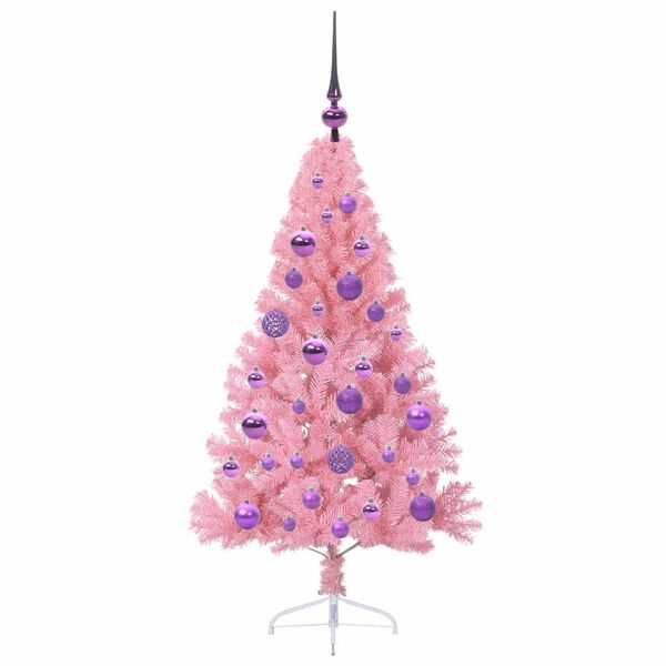 vidaXL K&uuml;nstlicher vorbeleuchteter Weihnachtsbaum Rosa 120 cm PVC
