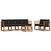 vidaXL Outdoor-Sofagarnitur mit Kissen 7 pcs Nat&uuml;rlich und Schwarz