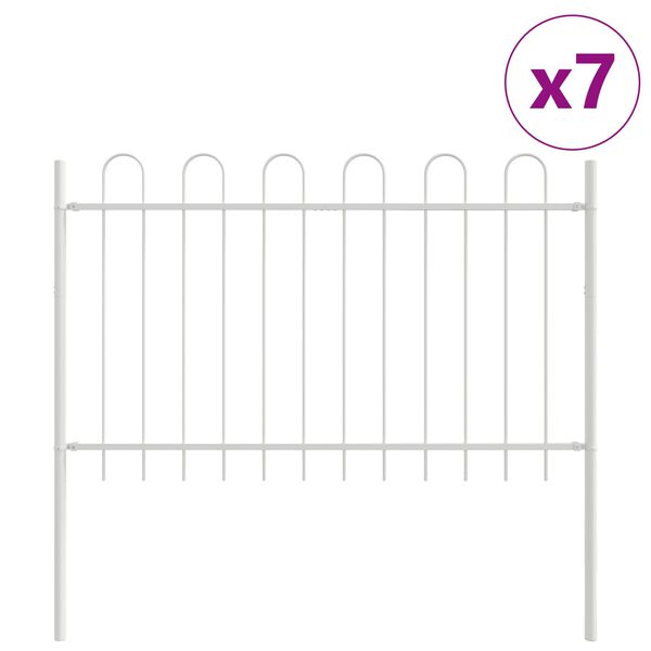 vidaXL Gartenzaun 7 pcs Wei&szlig; 11,9 x 0,8 m Pulverbeschichteter Stahl