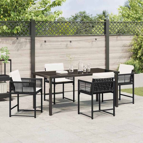 vidaXL Garten Essgruppe 5 pcs Schwarz Poly-Rattan