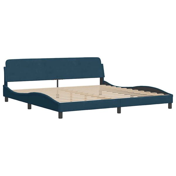 vidaXL Bett mit Matratze "Dover" Blau 200x200 cm Samt