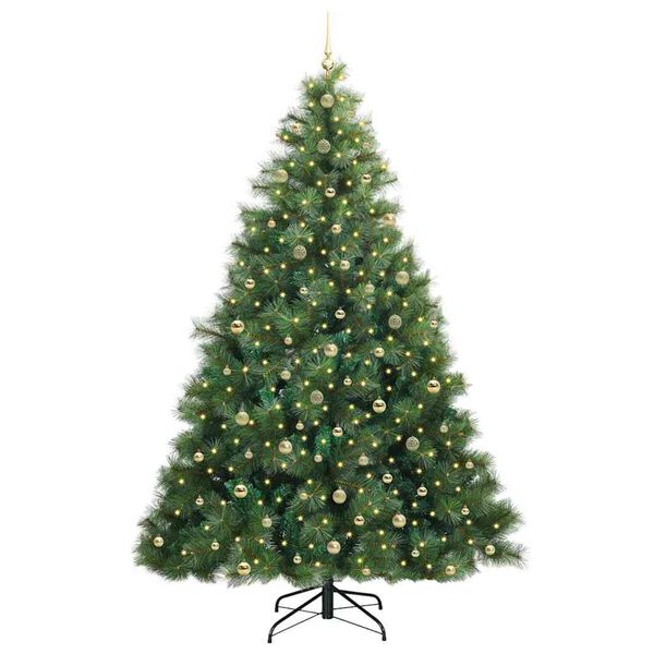 vidaXL K&uuml;nstlicher Weihnachtsbaum mit 300 LEDs Gr&uuml;n 240 cm PE und PVC