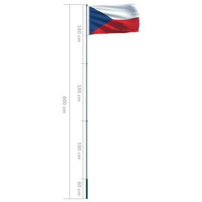 vidaXL Flagge Tschechiens und Mast Aluminium 6 m