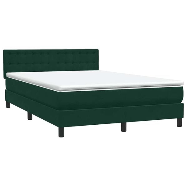 vidaXL Boxspringbett mit Matratze Dunkelgr&uuml;n 160x220 cm Samt
