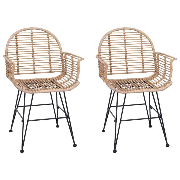 vidaXL Esszimmerstuhl 2 pcs Natur 57 x 54,5 x 85 cm Rattan und Eisen