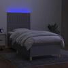 vidaXL Boxspringbett mit Matratze & LED Hellgrau 80x200 cm Stoff