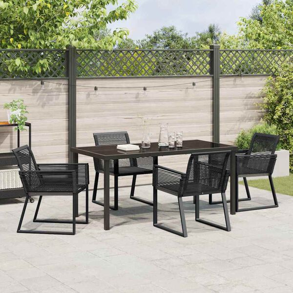 vidaXL Garten Essgruppe 5 pcs Schwarz Pulverbeschichteter Stahl