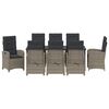 vidaXL Garten Essgruppe mit Kissen 9 pcs Grau Poly-Rattan