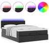 vidaXL Ottoman-Bett mit Matratzen & LEDs Schwarz 140x190 cm Kunstleder