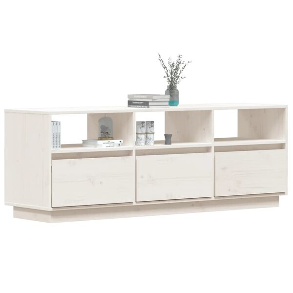 vidaXL TV-Schrank Weiß 140x37x50 cm Massivholz Kiefer