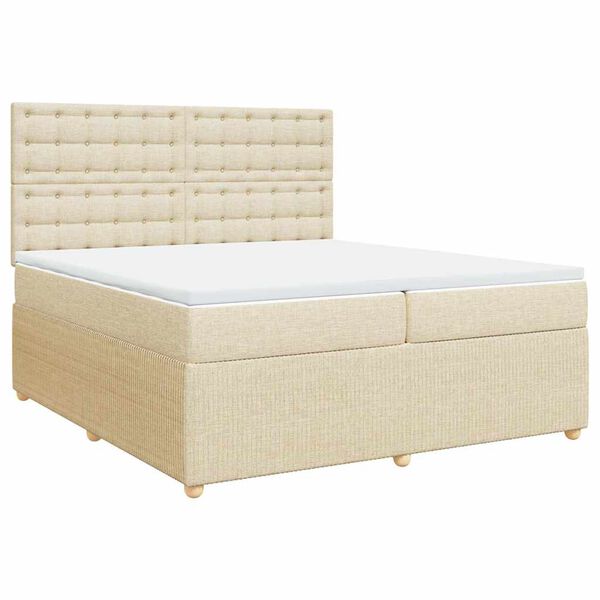 vidaXL Boxspringbett mit Matratze Creme 200x200 cm Stoff