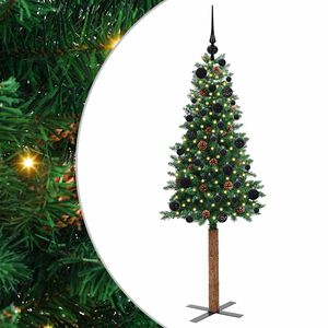 vidaXL Schlanker Weihnachtsbaum mit 150 LEDs mit St&auml;nder Gr&uuml;n 150 cm