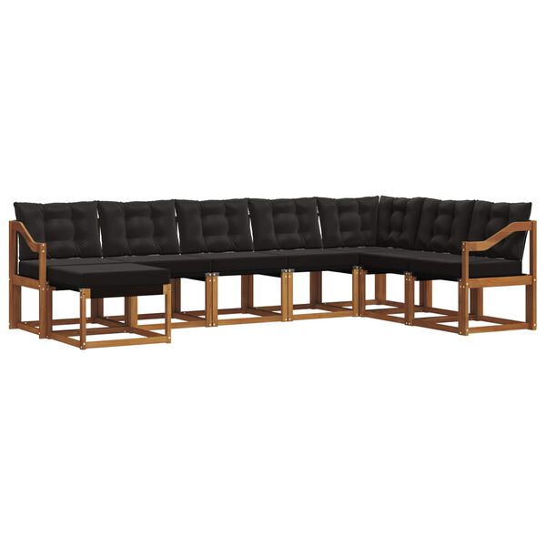 vidaXL Outdoor-Sofagarnitur mit Kissen 8 pcs Nat&uuml;rlich und Schwarz