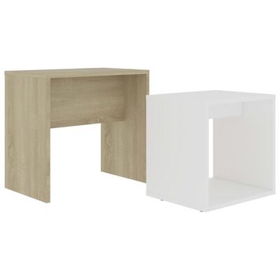 vidaXL Couchtisch-Set Weiß Sonoma-Eiche 48x30x45 cm Holzwerkstoff
