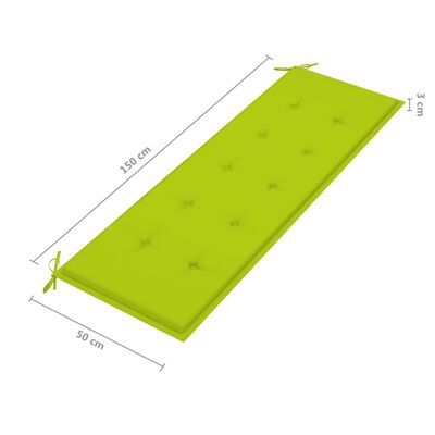 vidaXL Gartenbank mit Hellgrüner Auflage 150 cm Massivholz Teak