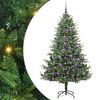 vidaXL K&uuml;nstlicher vorbeleuchteter Weihnachtsbaum mit Kugelset Gr&uuml;n