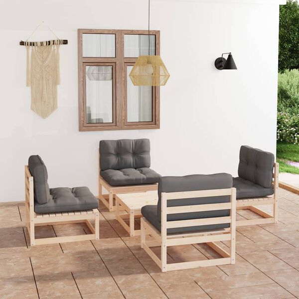 vidaXL 5-tlg. Garten-Lounge-Set mit Kissen Kiefer Massivholz
