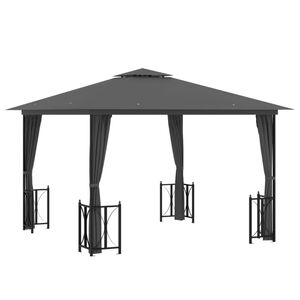 vidaXL Pavillon mit Seitenw&auml;nden & Doppeldach 3x3 m Anthrazit