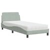 vidaXL Bett mit Matratze "Dover" Hellgrau 80x200 cm Samt