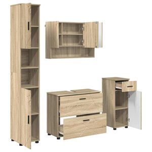 vidaXL Badezimmerm&ouml;bel-Set 4 stk. Sonoma-Eiche 35 x 30 x 192 cm
