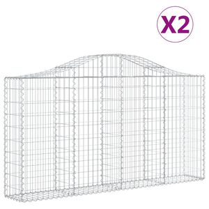 vidaXL Gabionen mit Hochbogen 2 Stk. 200x30x100/120cm Verzinktes Eisen