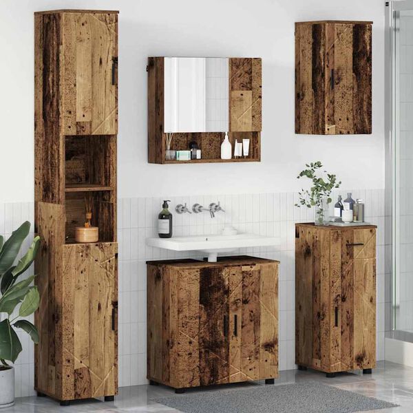 vidaXL Badezimmerm&ouml;bel-Set 5 pcs Altholz Holzwerkstoff & Metall