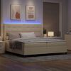 vidaXL LED Boxspringbett mit Matratze Creme 200 x 200 cm Stoff