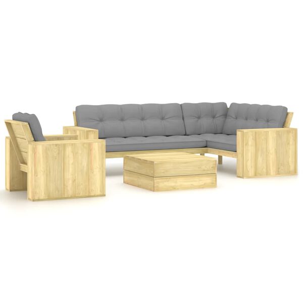 vidaXL 3-tlg. Garten-Lounge-Set mit Kissen Kiefernholz Impr&auml;gniert