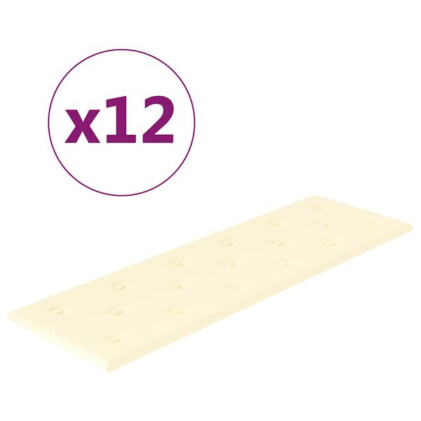 vidaXL Wandpaneele 12 Stk. Creme 90x30 cm Kunstleder 3,24 m&sup2;